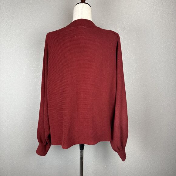 HoodLamb Crew Neck Dolman Sleeve Tunic Sweater Size L Cherry Red Hemp Cotton - Picture 4 of 7